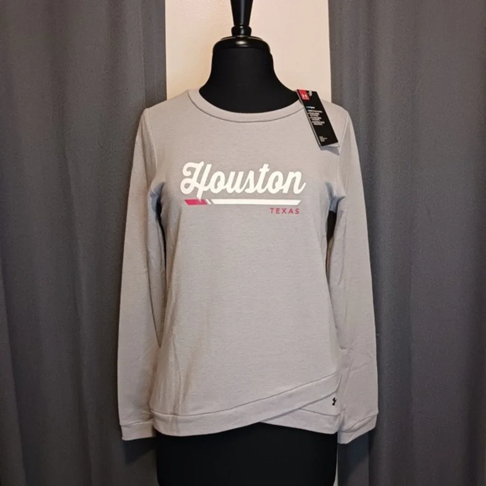 Under Armour ColdGear Houston Texas Grey Graphic Long Sleeve Sweatshirt Womens M